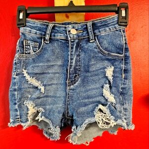 SHEIN Blue Distressed Jean Shorts